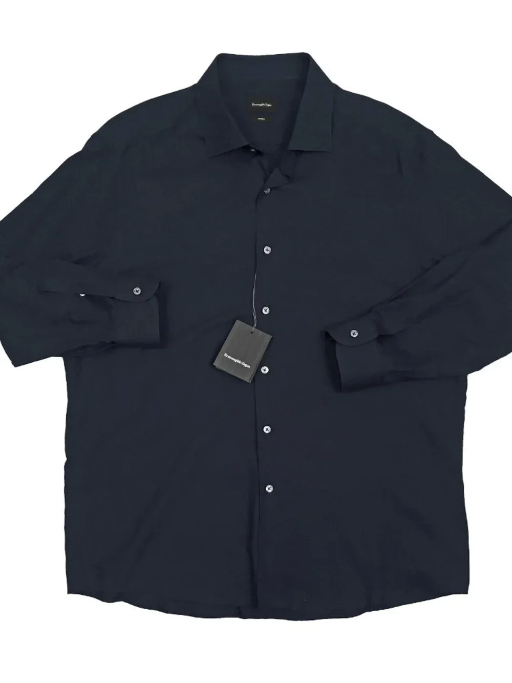 NEW Ermenegildo Zegna Cashco Shirt! XXL Navy Cashmere & Cotton